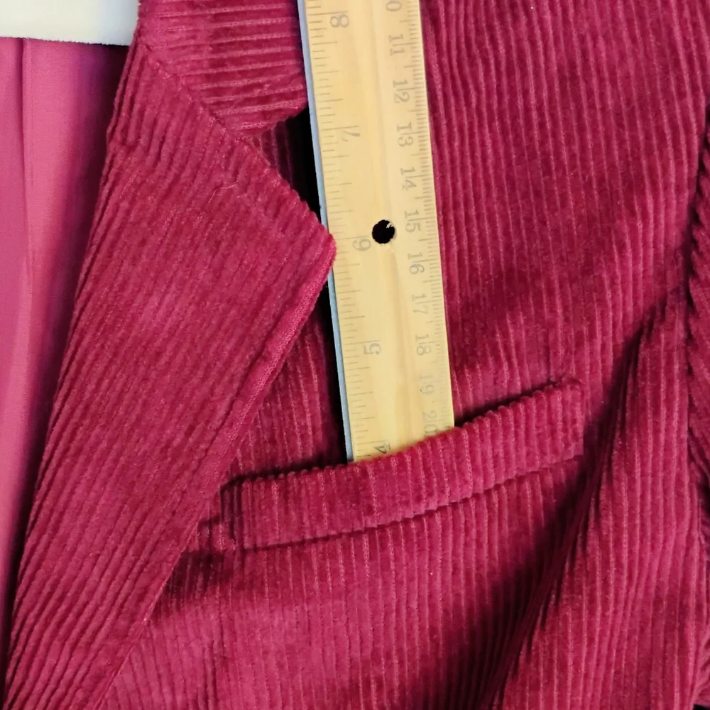 Vintage Burgundy Corduroy Jacket Blazer Women's Sz 9/10 Cotton Nylon Lined Y-3 - Picture 7 of 11
